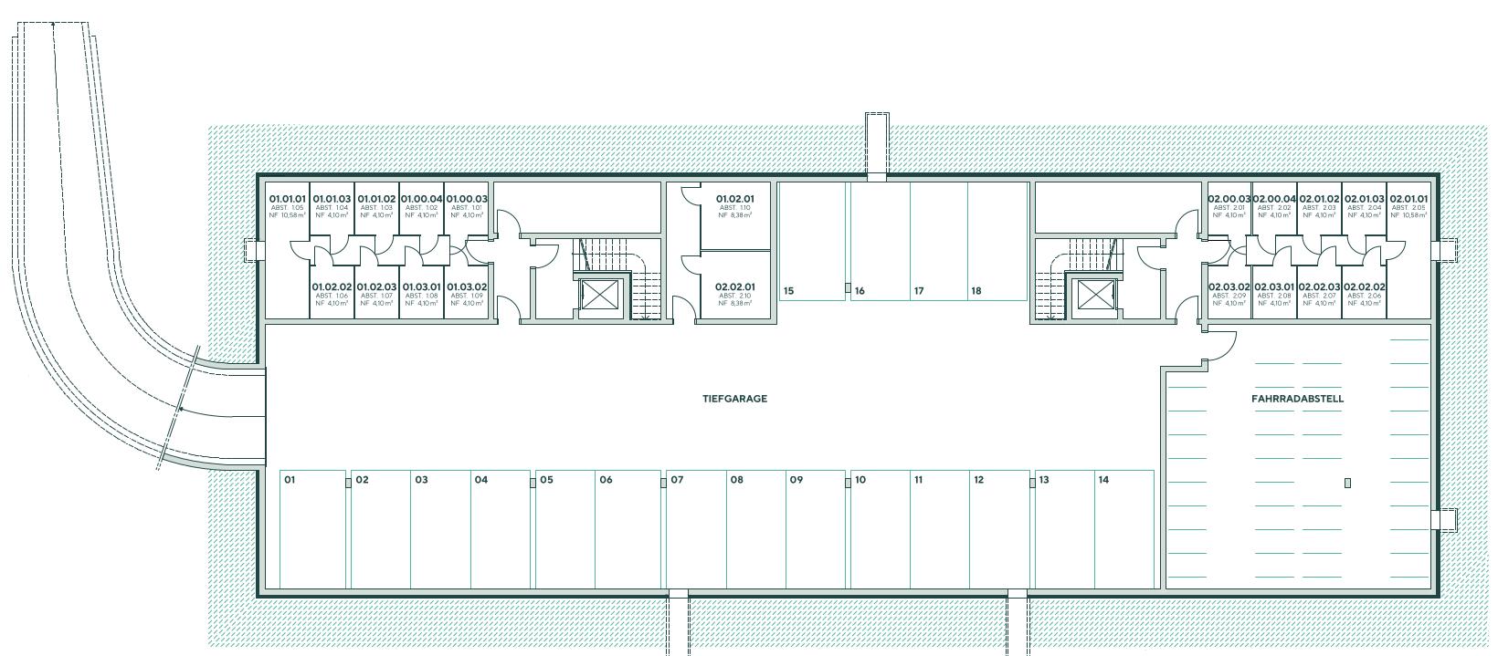 Grundriss Tiefgarage